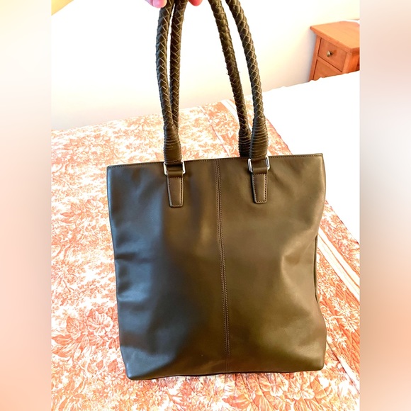 MARGOT Dark Olive Green Soft Leather Tote - Picture 2 of 11